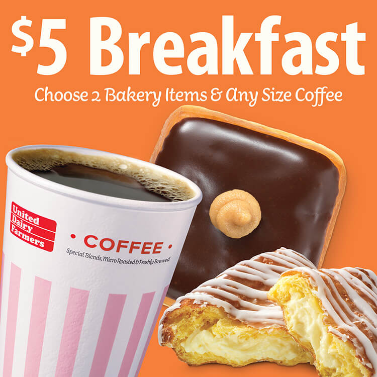 $5 Breakfast - Choose 2 Bakery Items and Any Size Coffee